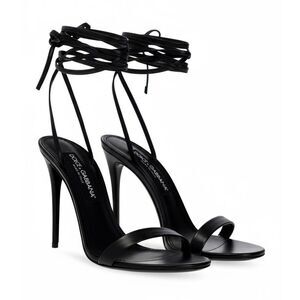 Dolce & Gabbana Black Leather Lace-Up Stiletto Sandals
-EU35